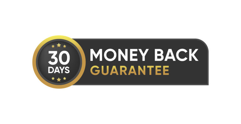 30 days money back guarantee badge banner in black and gold design